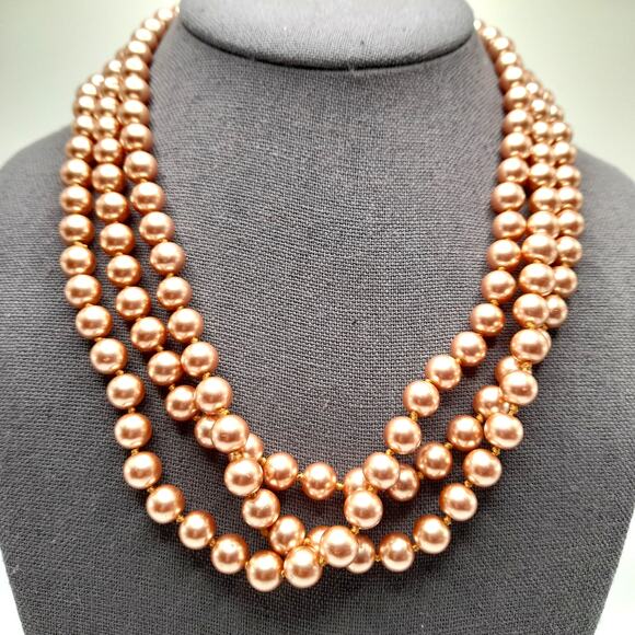 Vintage Faux Pearl Long Necklace, No Clasp, 58 Inches, Hand-knotted - Picture 3 of 11